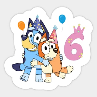 Bluey Happy 6 Years Birthday Sticker